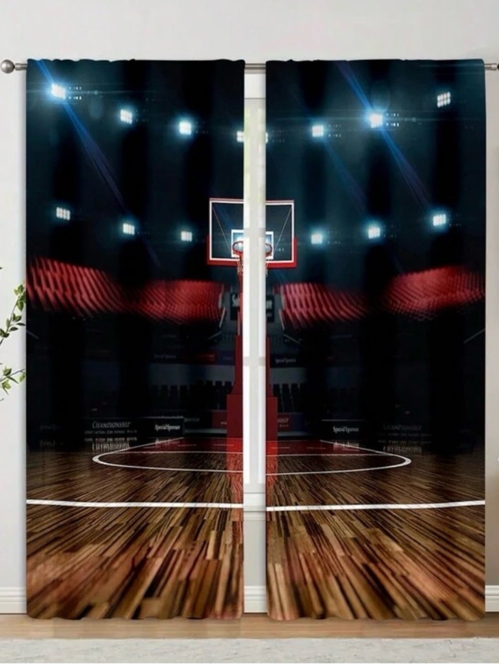 Set of Basketball Court Print Curtains – 41” x 91”